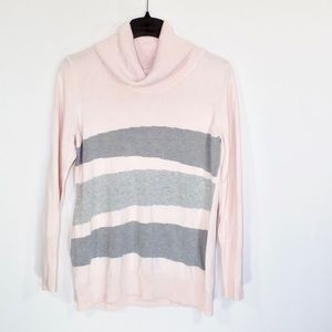 Reitmans turtleneck sweater, Large, pink and grey
